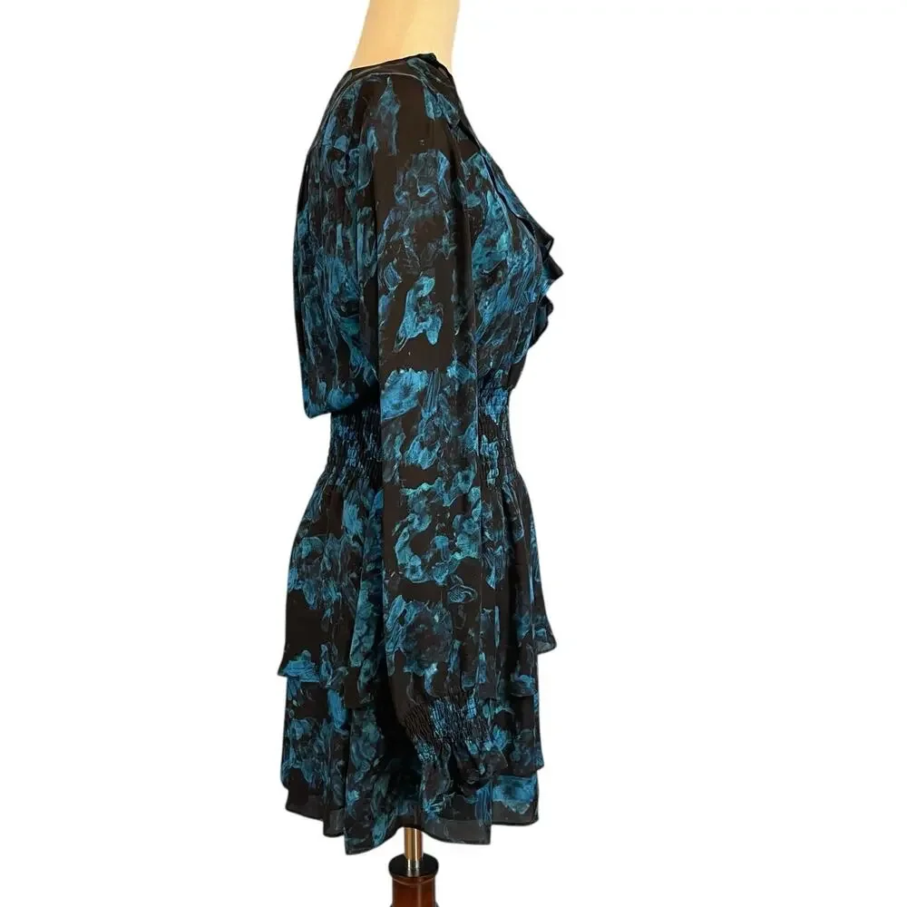 Parker Maisy Mini V-Neck Floral Special Occasion Dress Long Sleeves XS